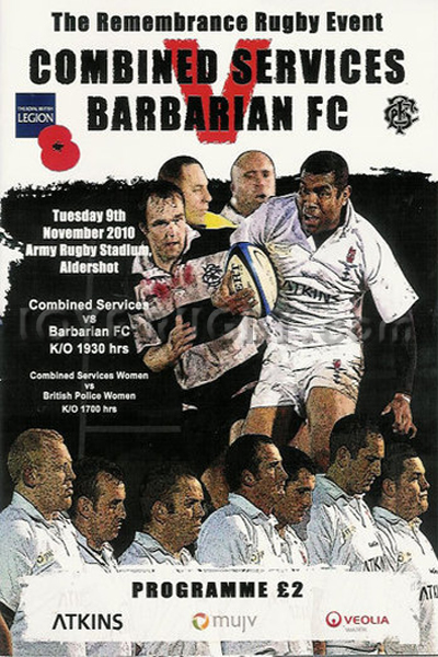 2010 Combined Services v Barbarians  Rugby Programme